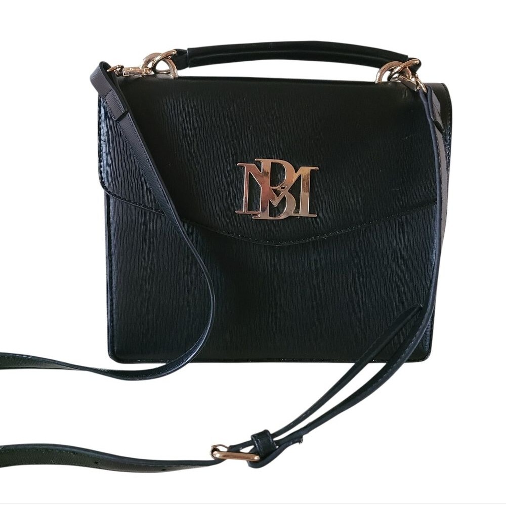 badgley mischka satchel crossbody with handle black vegan leather